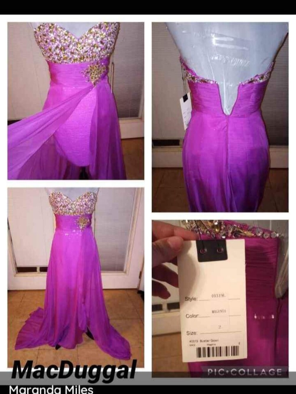 Mac Duggal Magenta Strapless Beaded Evening Gown Or Fun Fashion
